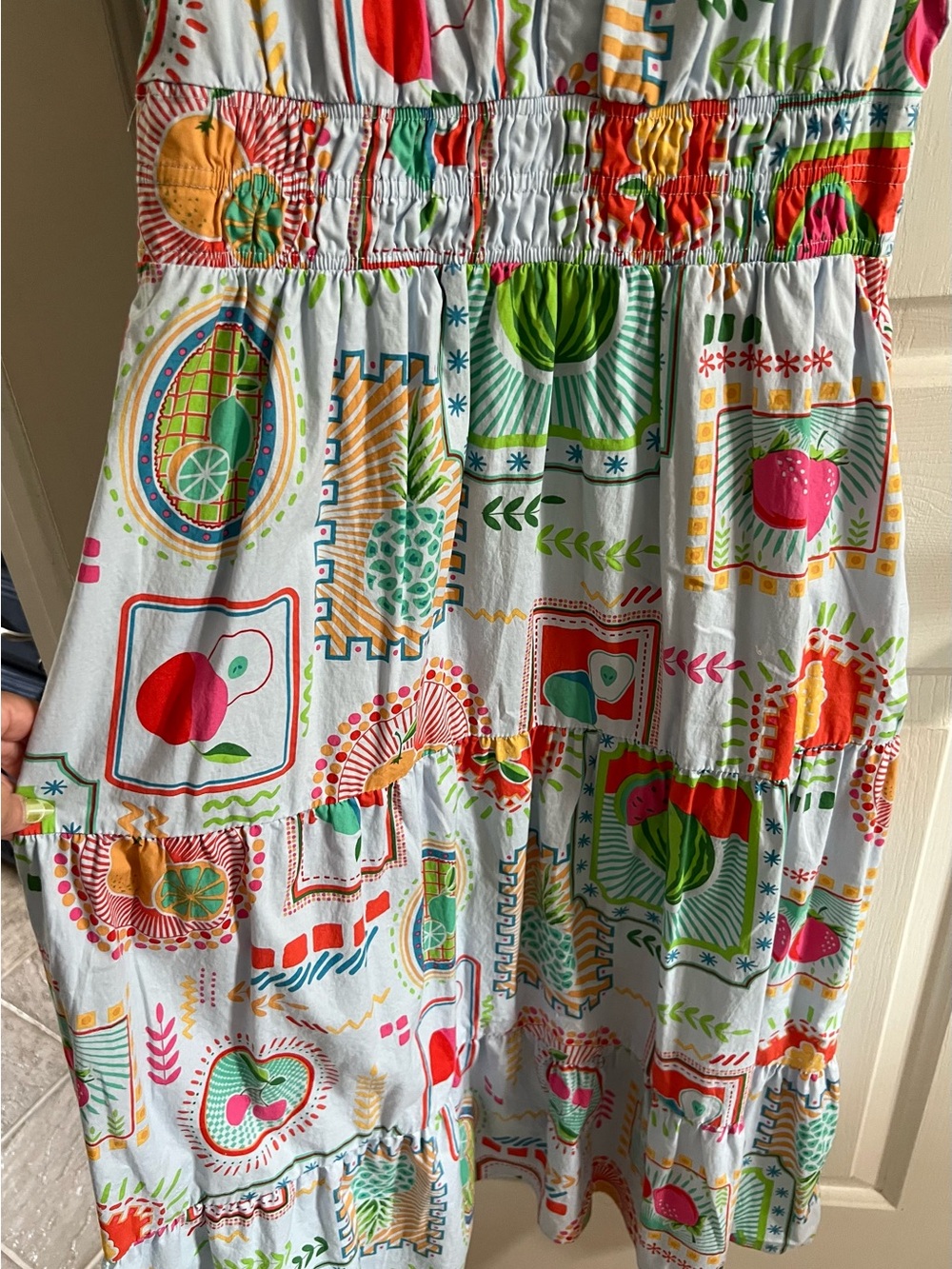 Easel Poplin Fruit Print Midi Dress - Picture 5 of 8